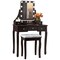 Costway Vanity Dressing Table Set w/ 10 Dimmable Bulbs Touch Switch Cushion Stool White\Black\Brown